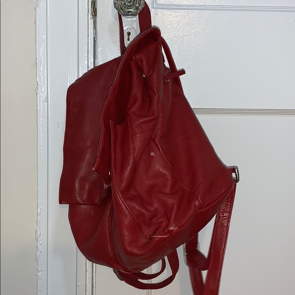 Vintage Red Borella Leather Backpack-Super Unique! - Picture 4 of 6